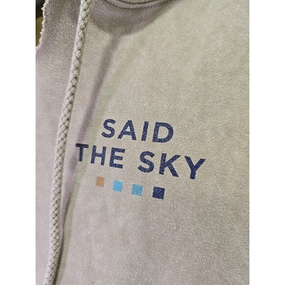 Beige Said The Sky Marble Hoodie Sweatshirt Med Band Sweater Cozy Unisex Raw Hem - Picture 3 of 8